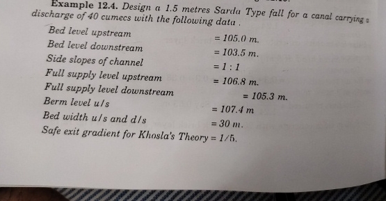 Example 1 2 . 4 . Design a 1 . 5 metres Sarda