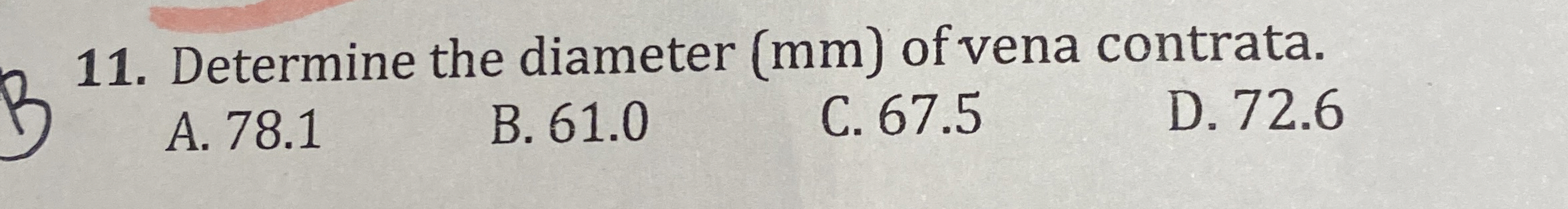 Determine the diameter ( m m ) of vena contrata.