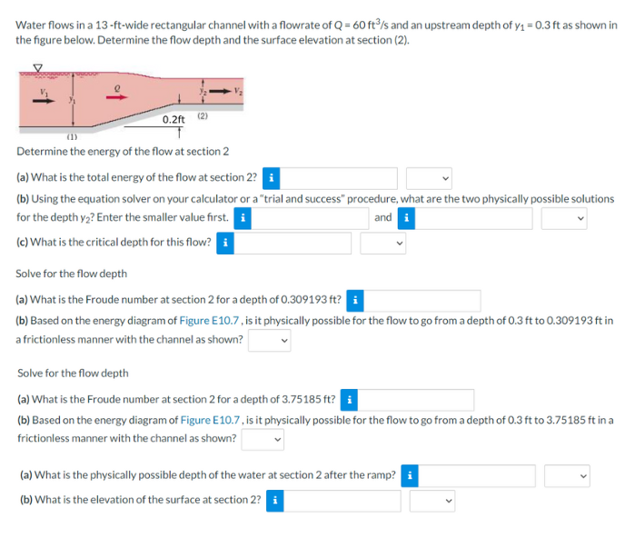 Water flows in a 1 3 - f t - wide rectangular