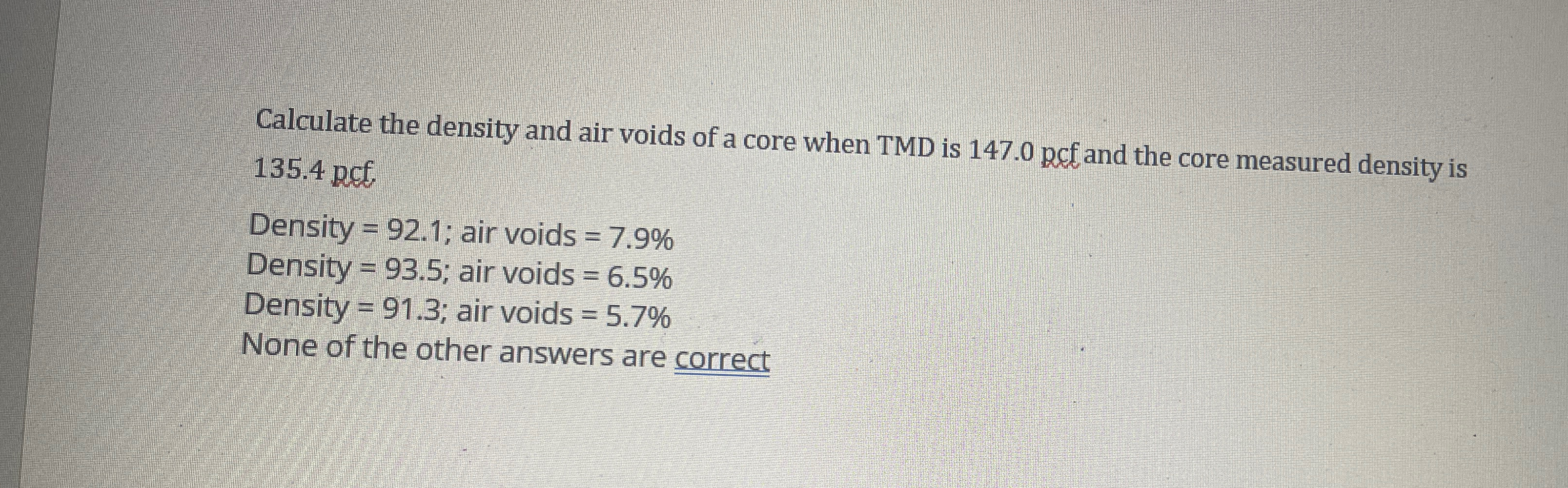 Calculate the density and air voids of a core