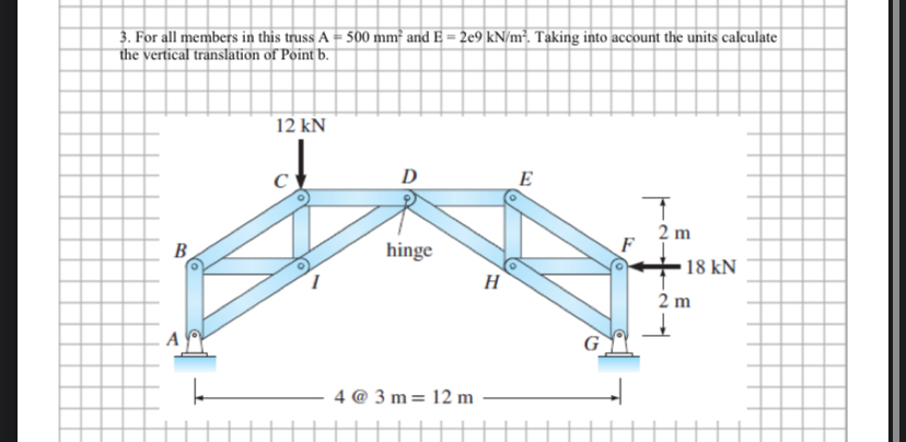 For all members in this truss A = 5 0 0 m m 2 and
