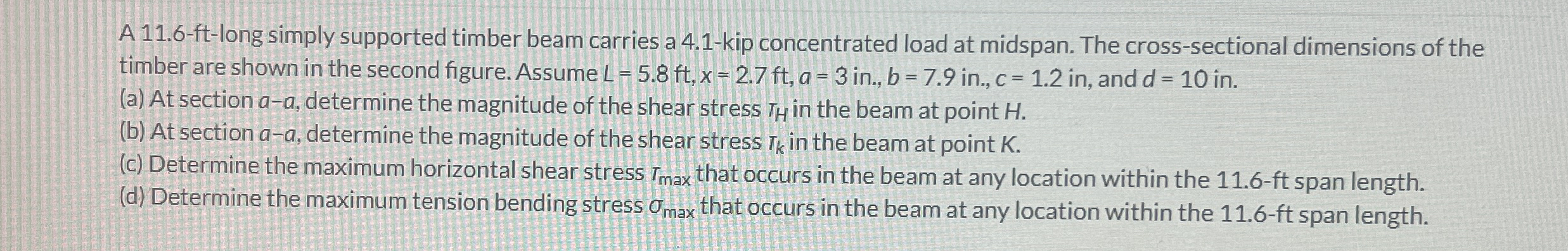 A 1 1 . 6 - ft - long simply supported timber