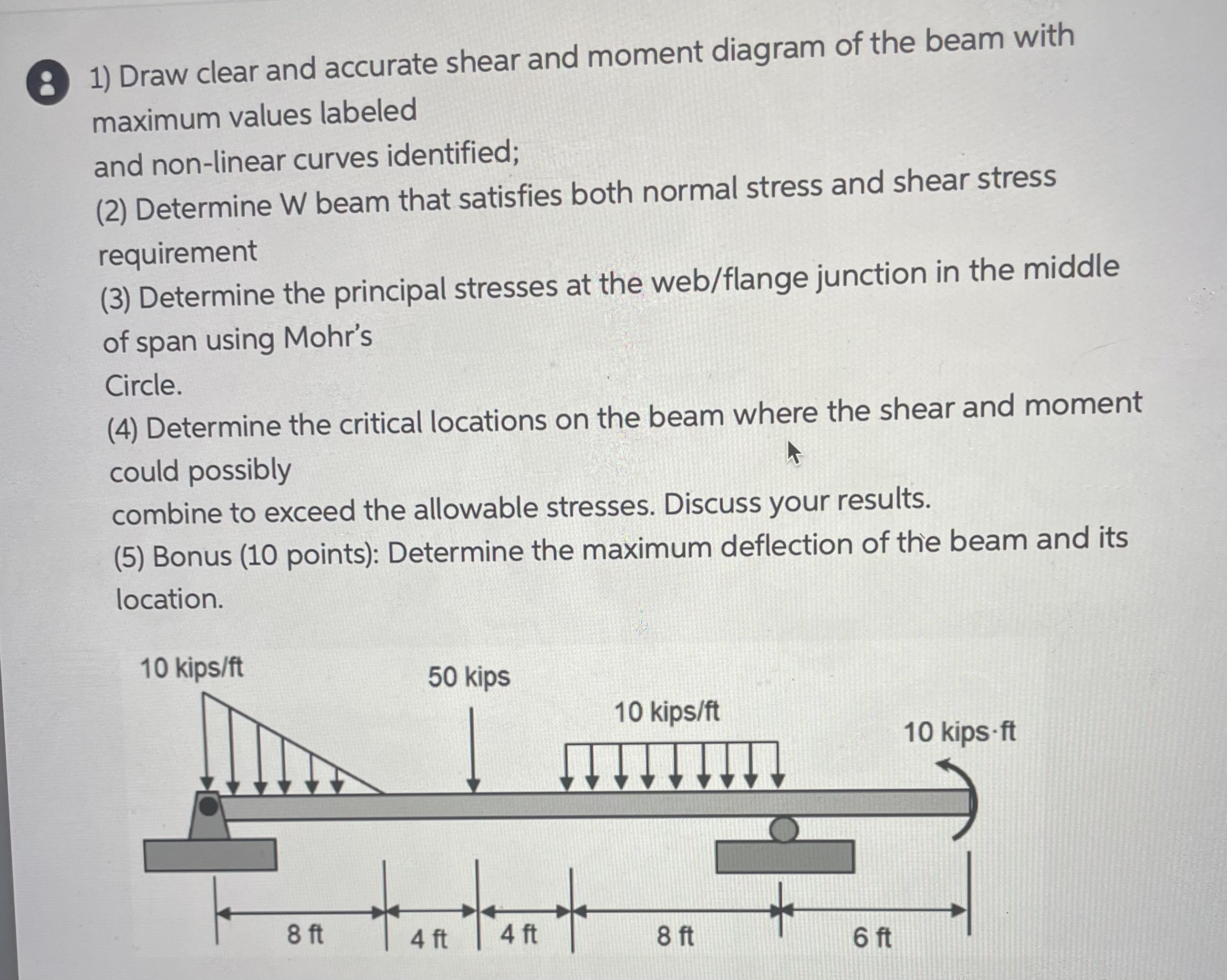 8 1 ) Draw clear and accurate shear and moment