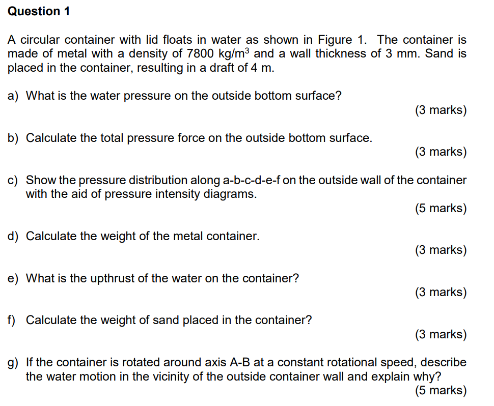 Question 1 Figure 1 for question 1 A circular