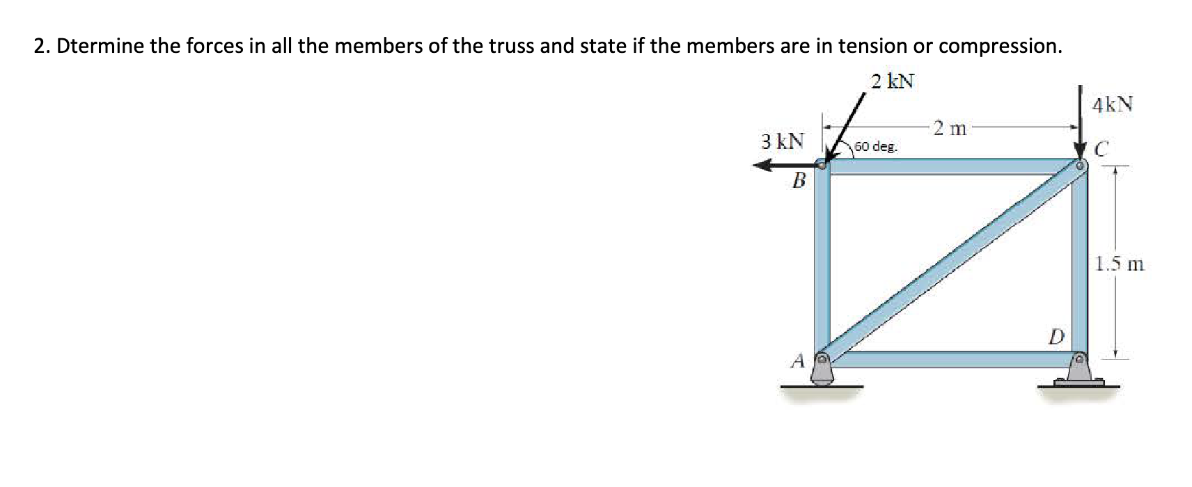 Detrmine the forces in all the members of the