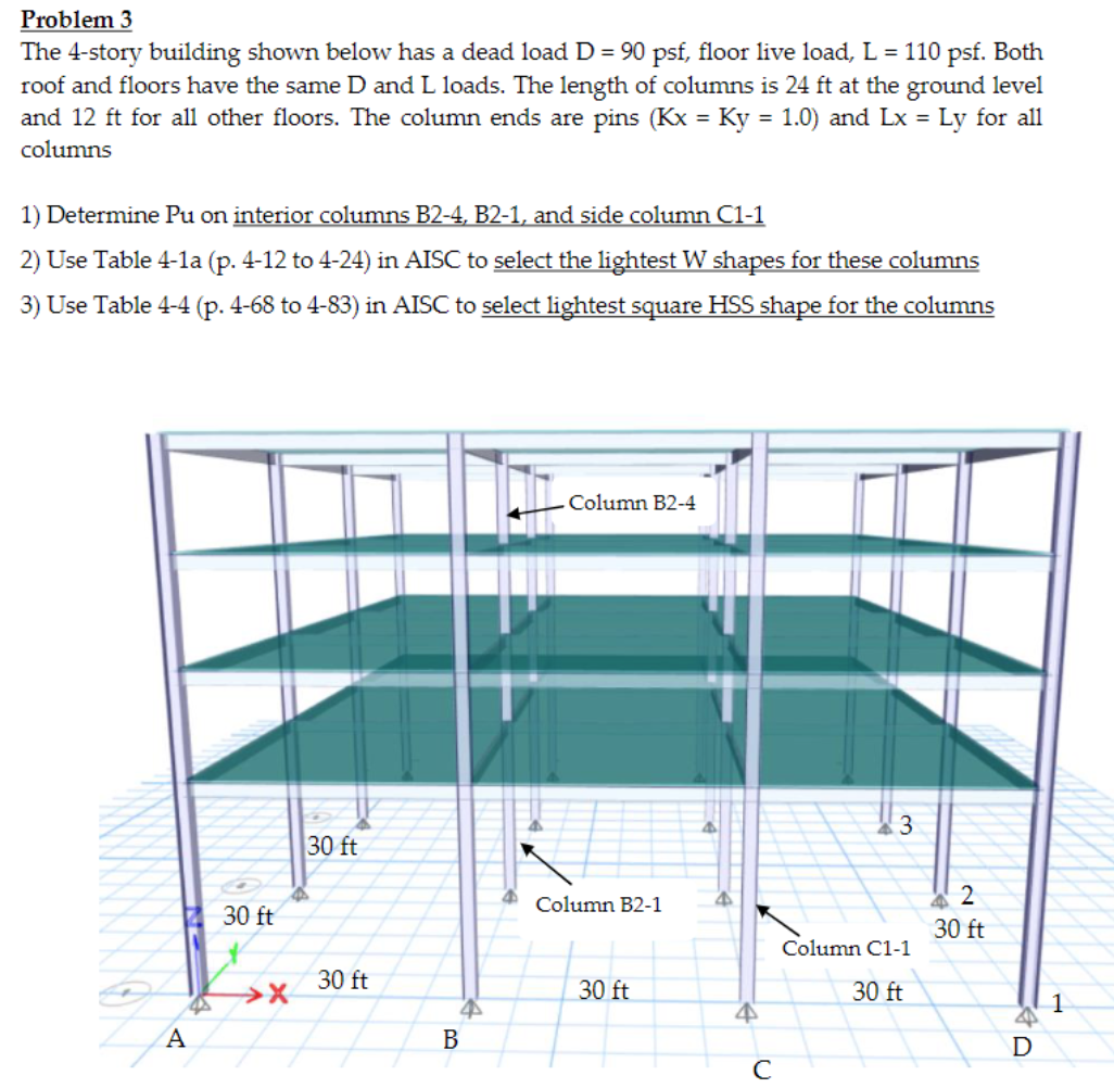 Problem 3 The 4 - story building shown below has