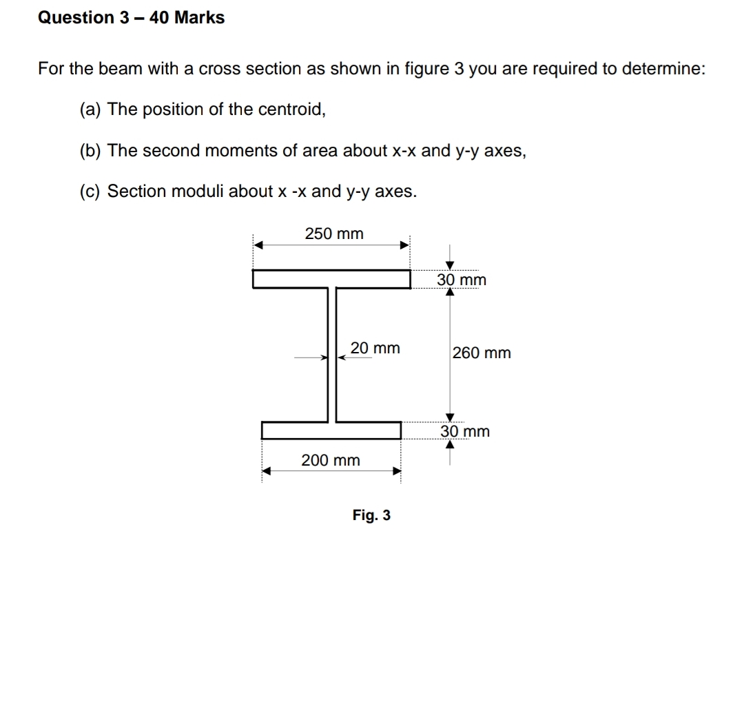 Question 3 - 4 0 Marks For the beam with a cross