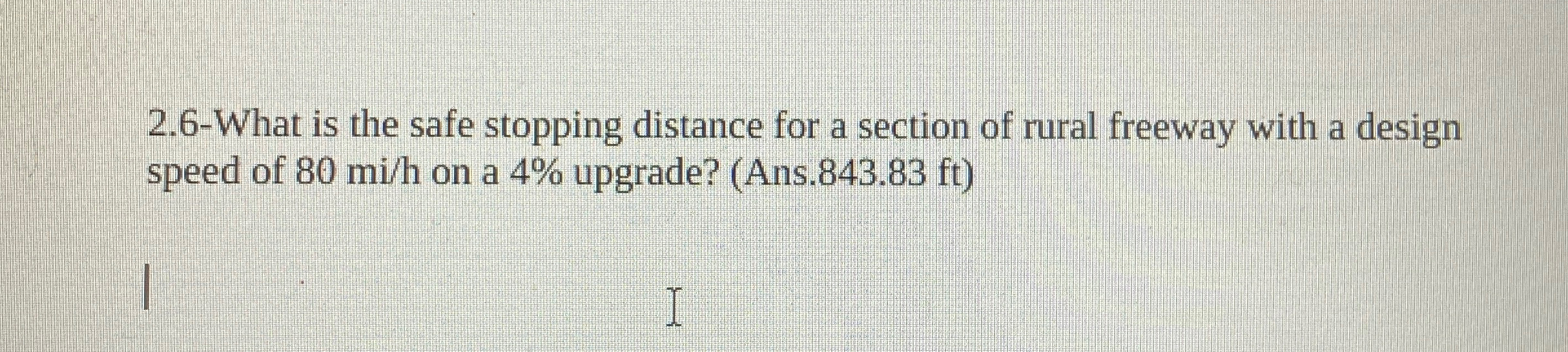 What is the safe stopping distance for a section