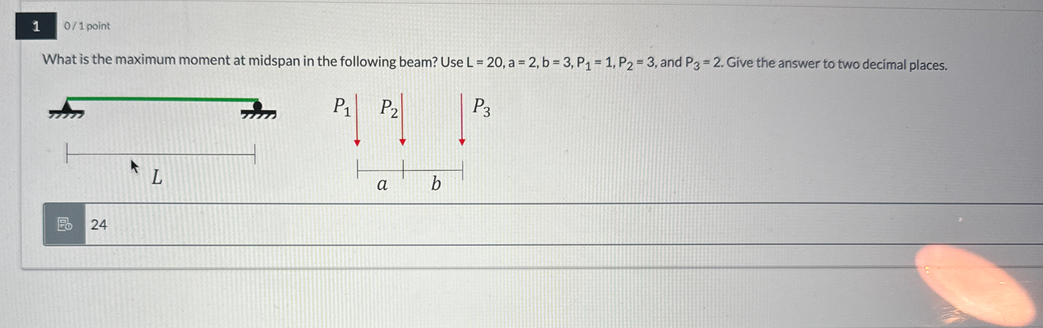 What is the maximum moment at midspan in the