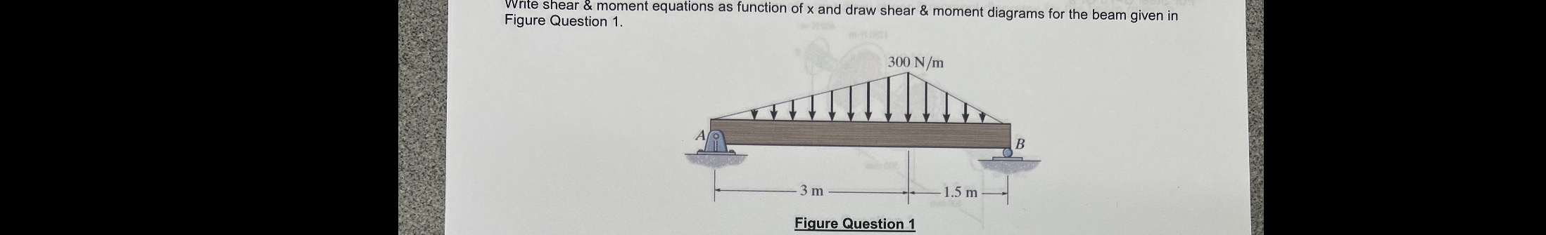 Write shear & moment equations as function of x