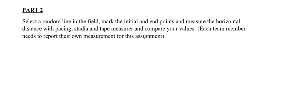 PART 2 Select a random line in the field, mark