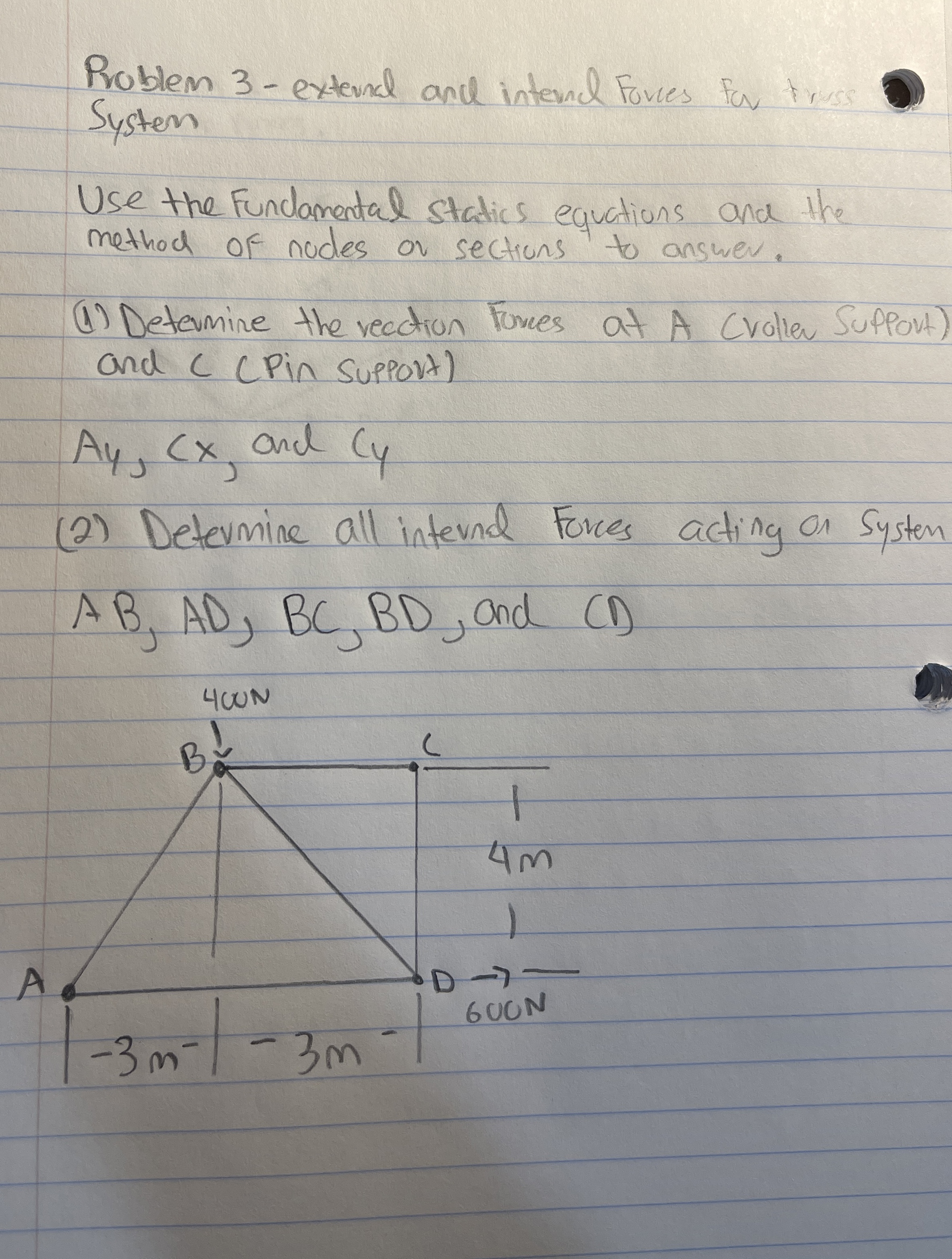 Problem 3 - exteRnal and inteal Forces for this