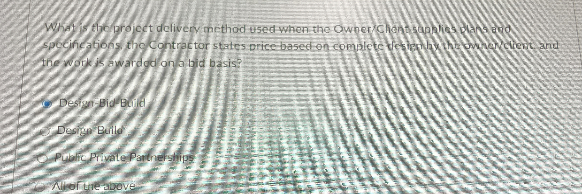 What is the project delivery method used when the