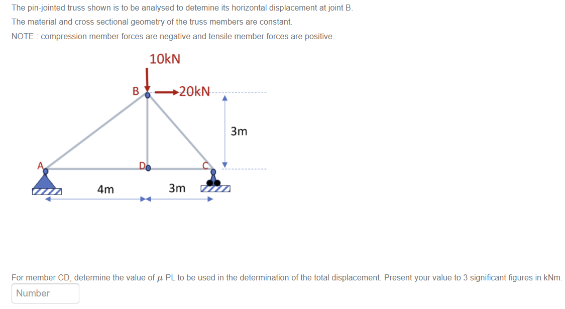 The pin - jointed truss shown is to be analysed