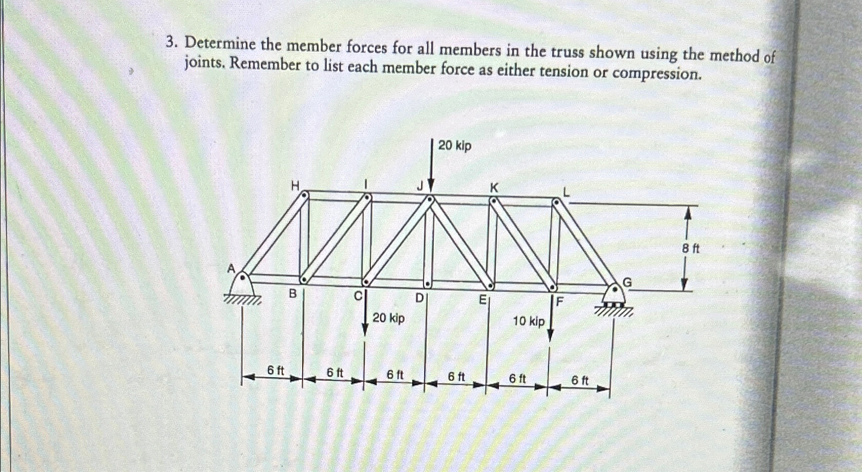 Determine the member forces for all members in