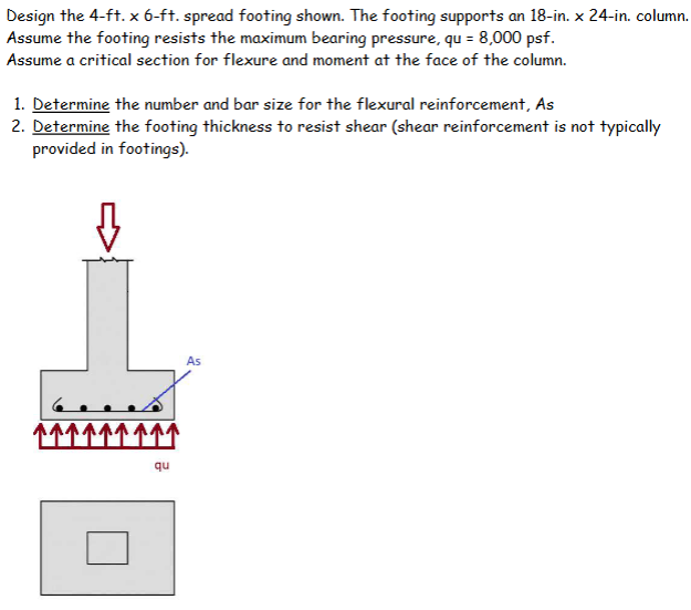 Design the 4 - ft . x 6 - ft . spread footing