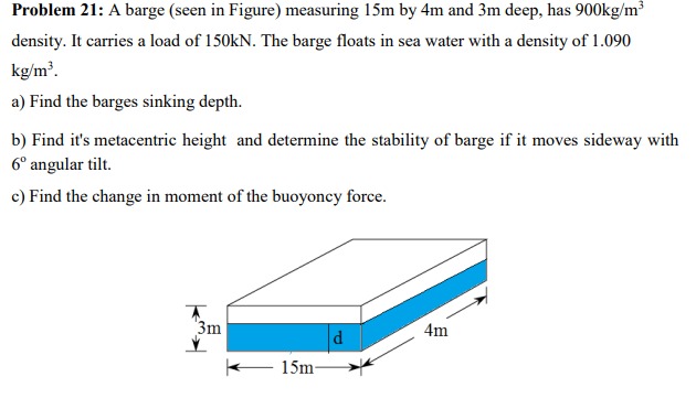Problem 2 1 : A barge ( seen in Figure )