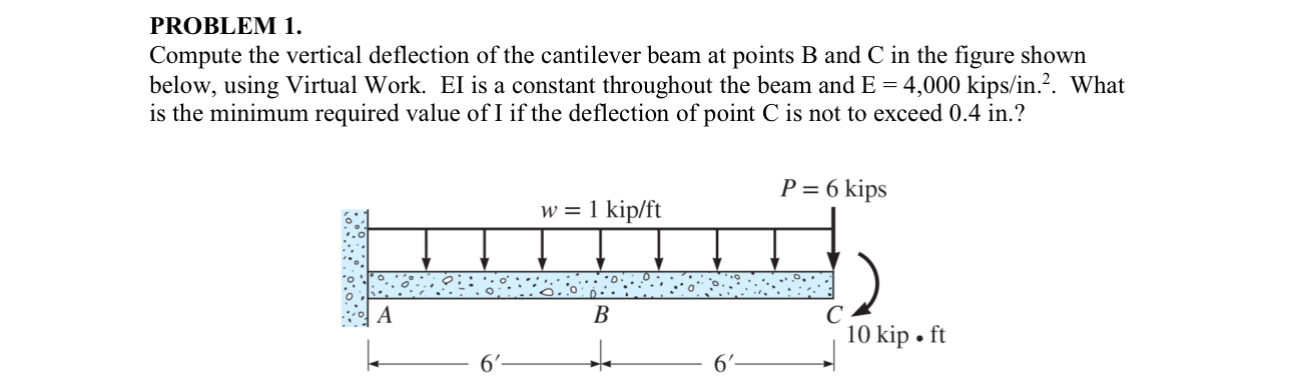 PROBLEM 1 . Compute the vertical deflection of