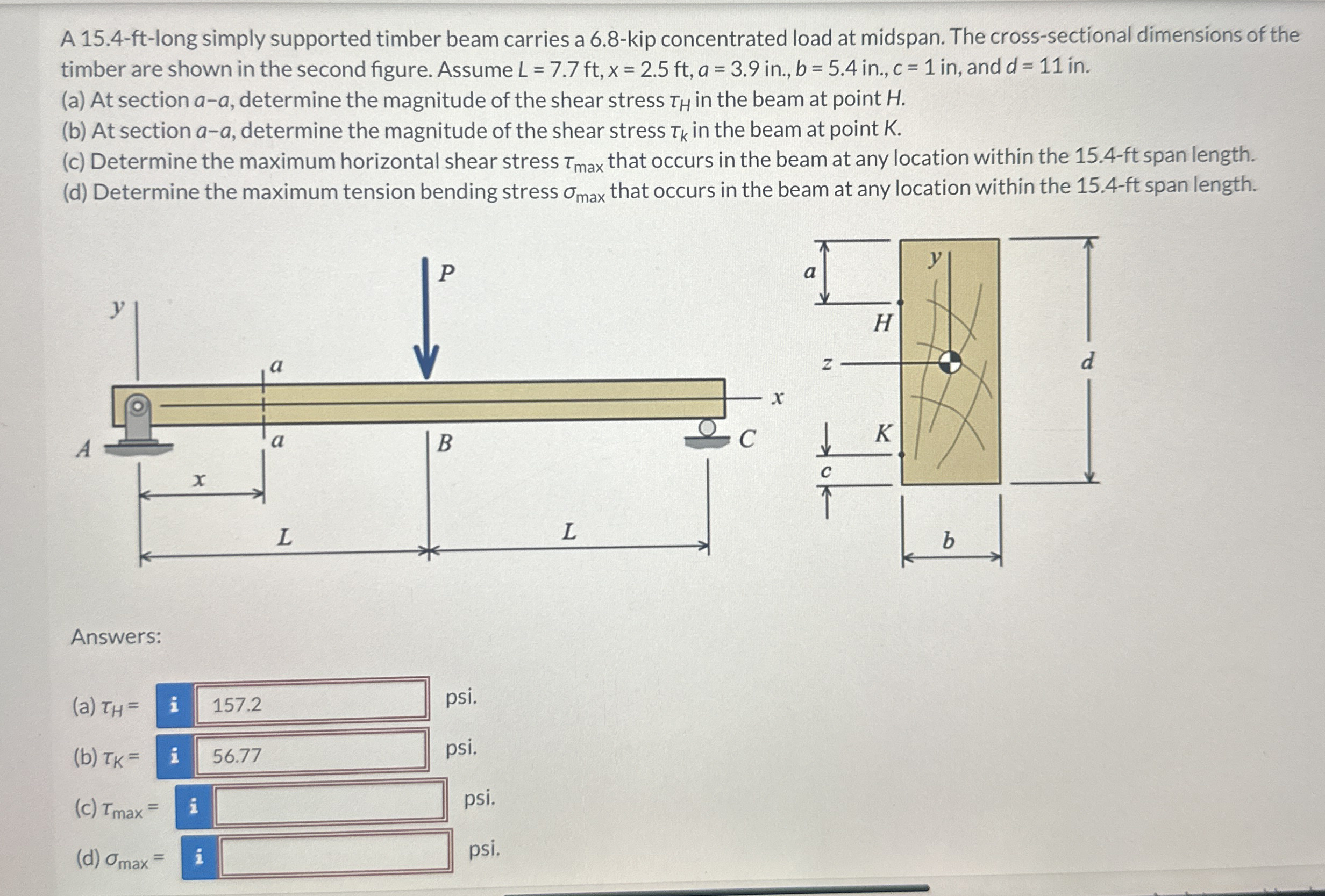 A 1 5 . 4 - ft - long simply supported timber