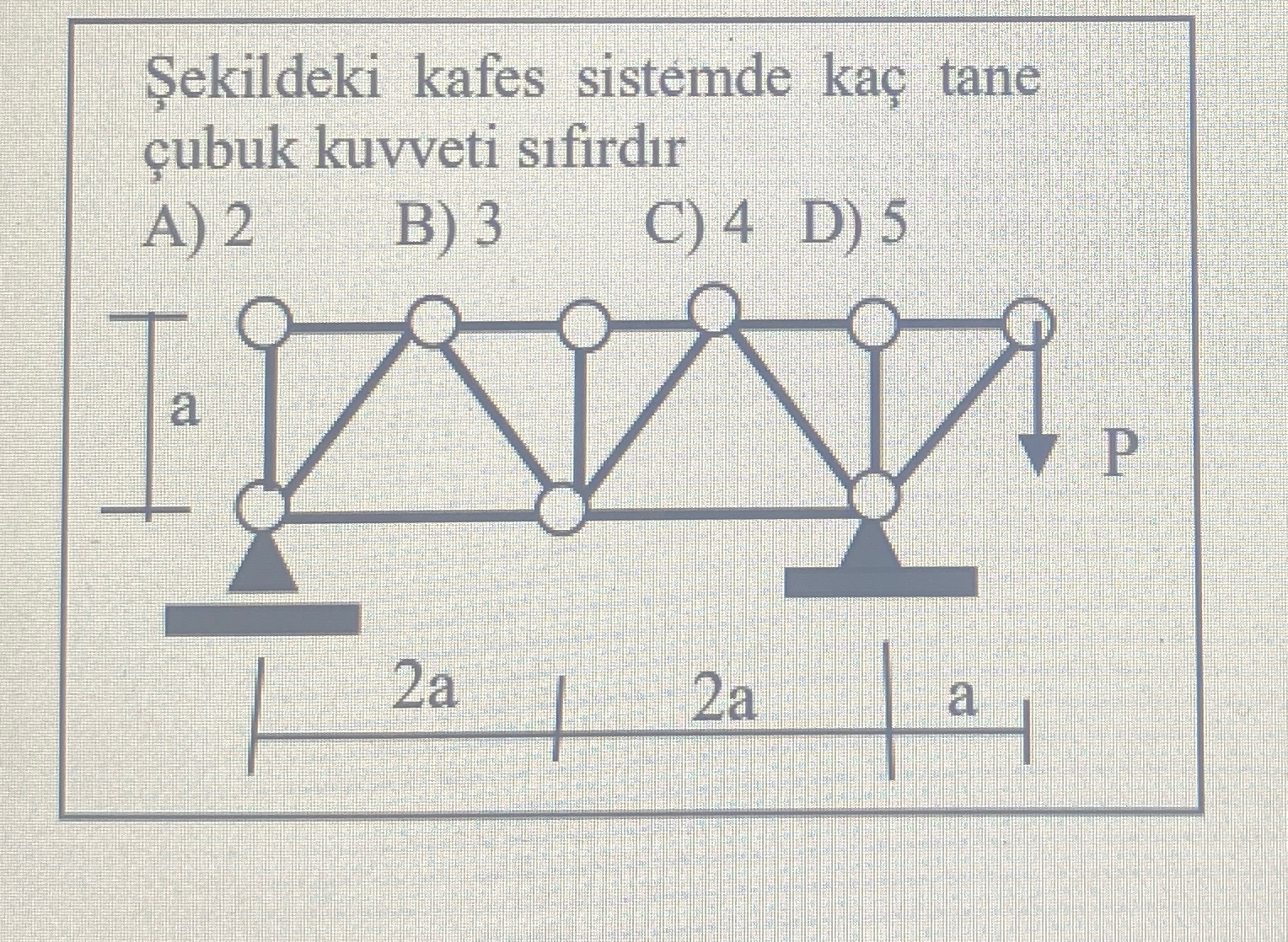ekildeki kafes sistemde ka tane ubuk kuvveti s