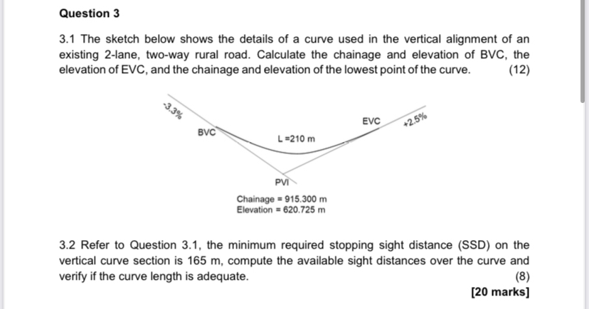 Question 3 3 . 1 The sketch below shows the