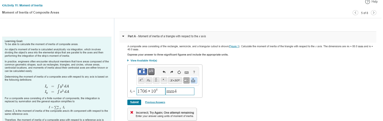 Moment of Inertia of Composite Areas Learning