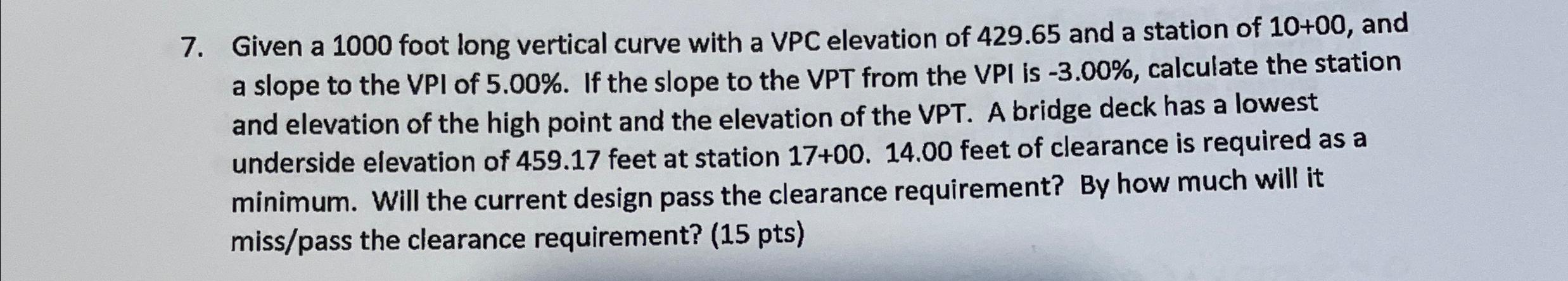 Given a 1 0 0 0 foot long vertical curve with a