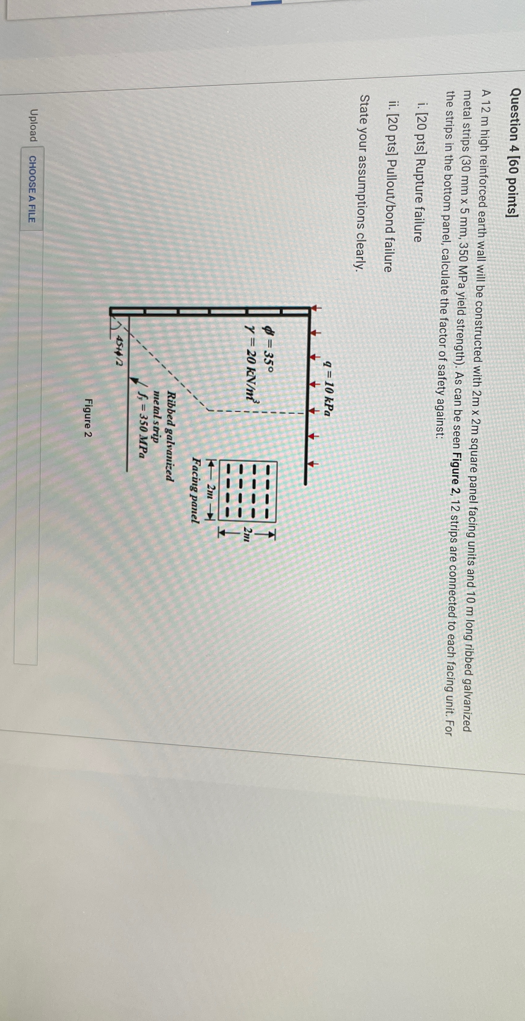 Question 4 [ 6 0 points ] A 1 2 m high reinforced
