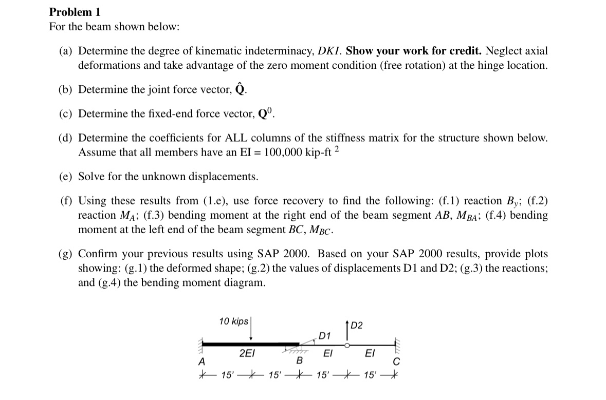Problem 1 For the beam shown below: ( a )