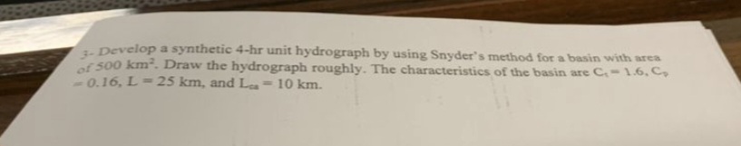 3 - Develop a synthetic 4 - hr unit hydrograph by