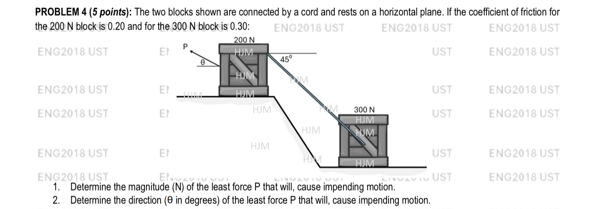PROBLEM 4 ( 5 points ) : The two blocks shown are