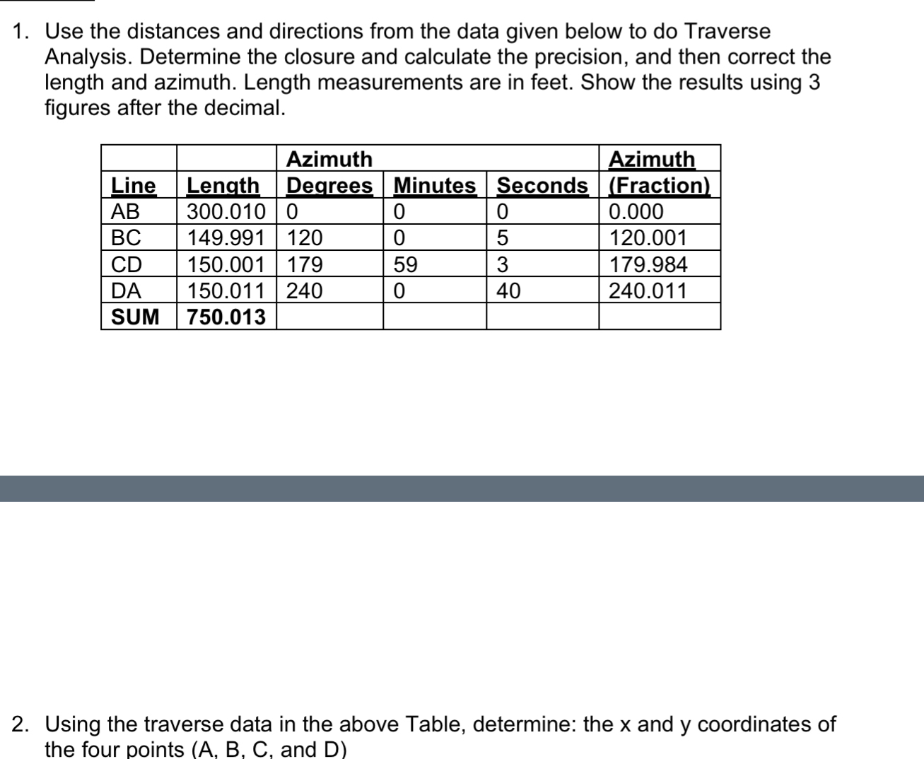 Use the distances and directions from the data