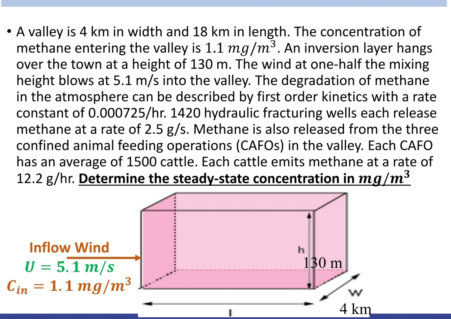 A valley is 4 k m in width and 1 8 k m in length.