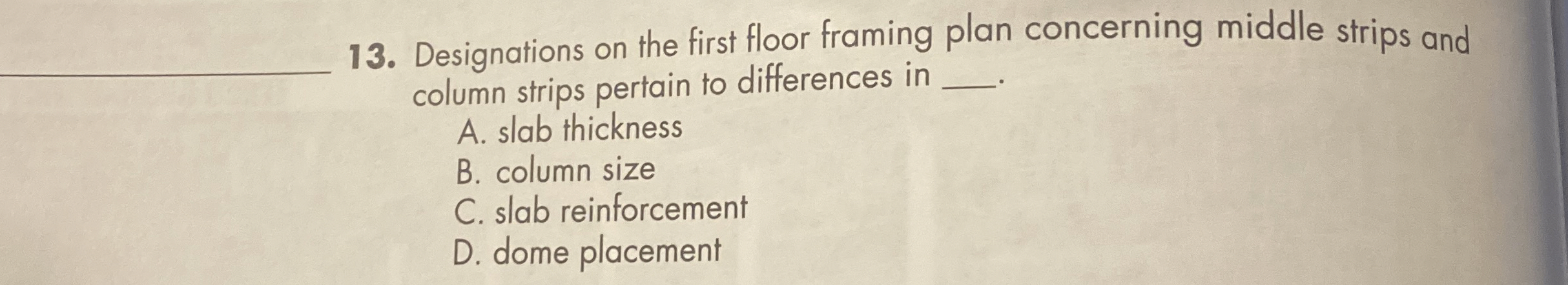 Designations on the first floor framing plan