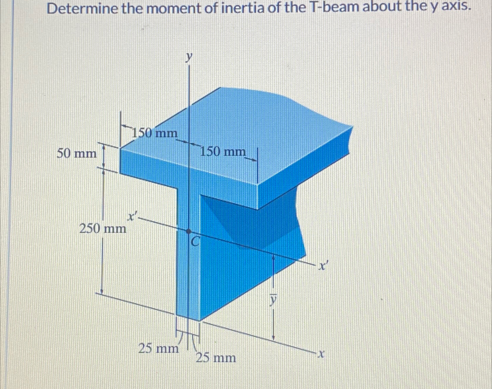Determine the moment of inertia of the T - beam