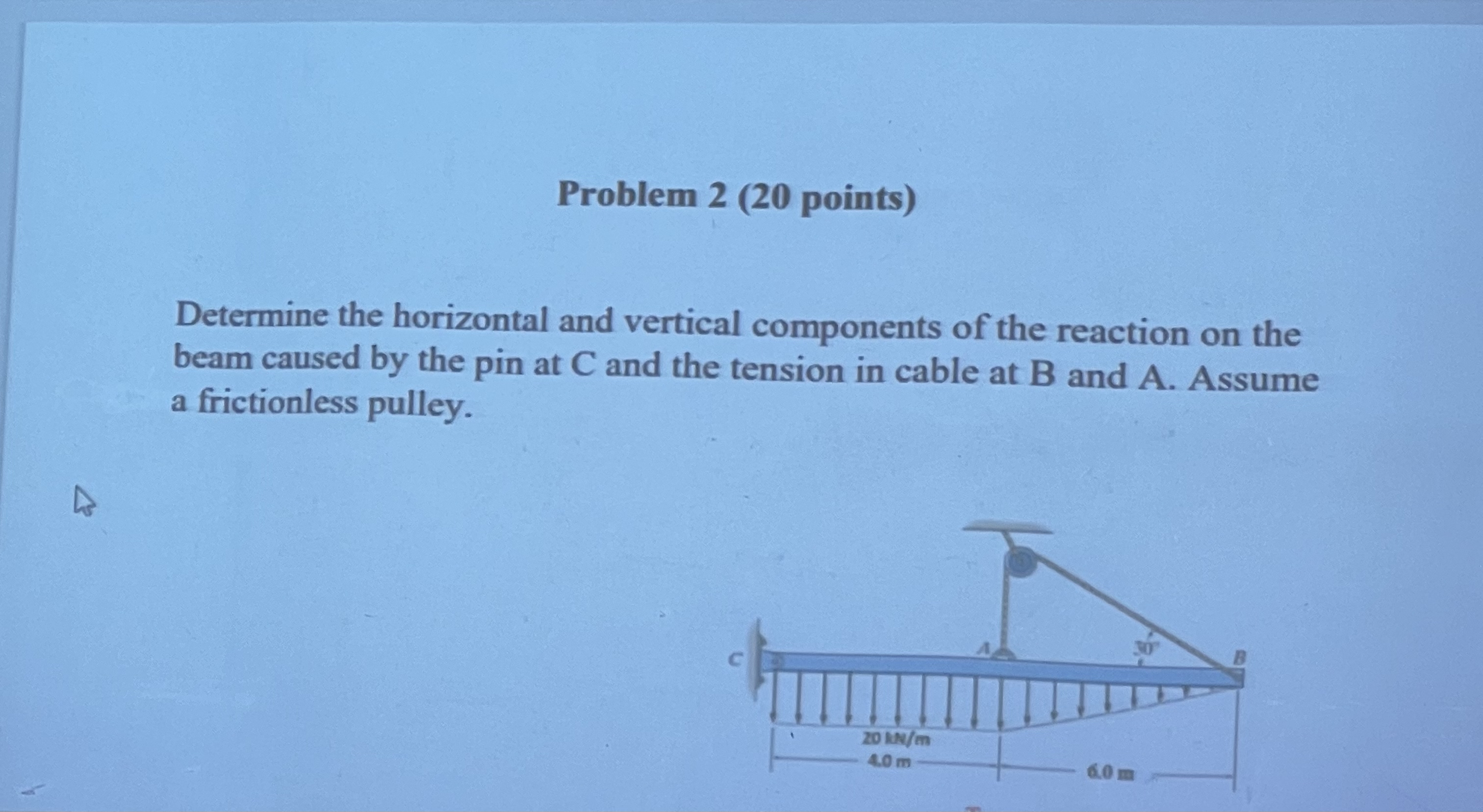 Problem 2 ( 2 0 points ) Determine the horizontal