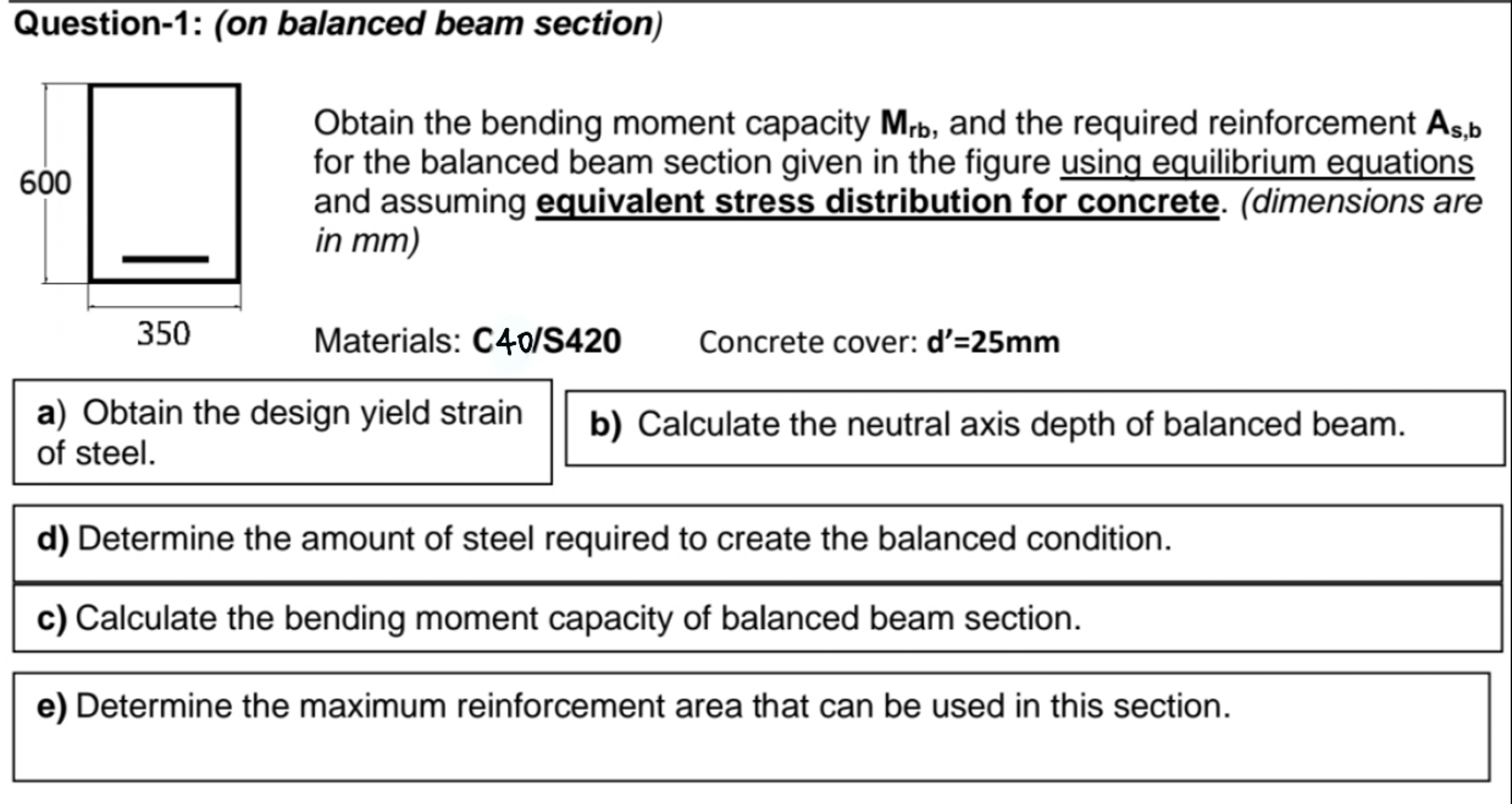 Question - 1 : ( on balanced beam section )