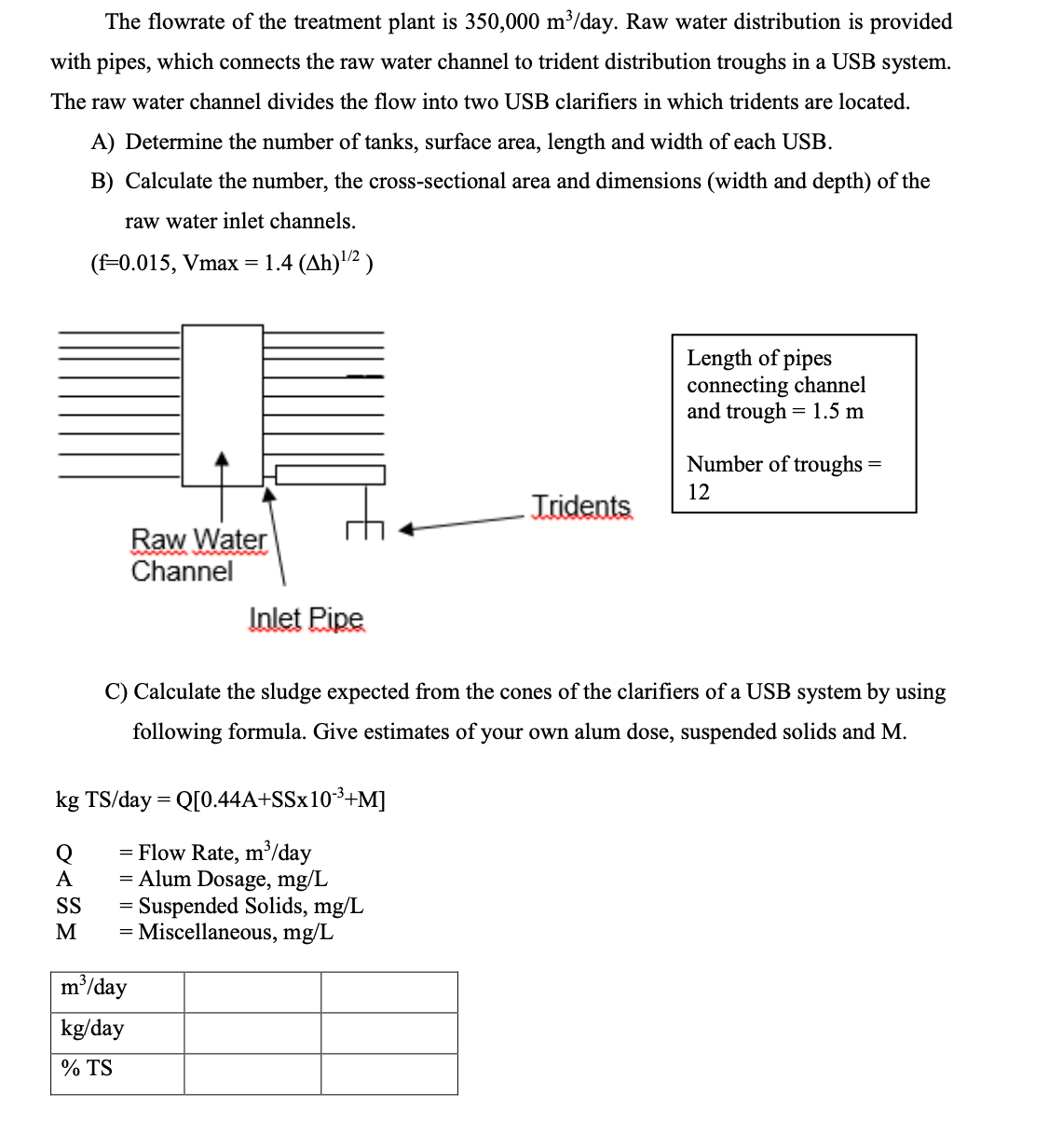 The flowrate of the treatment plant is 3 5 0 , 0