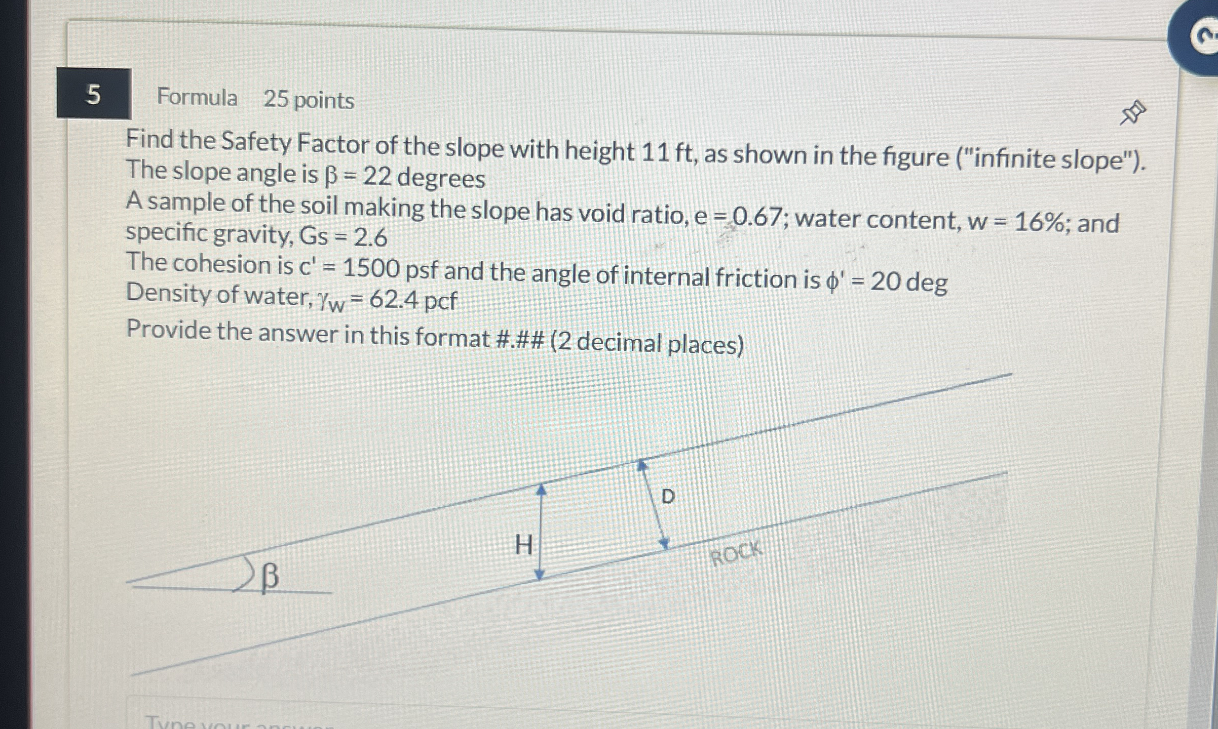 5 Formula 2 5 points Find the Safety Factor of