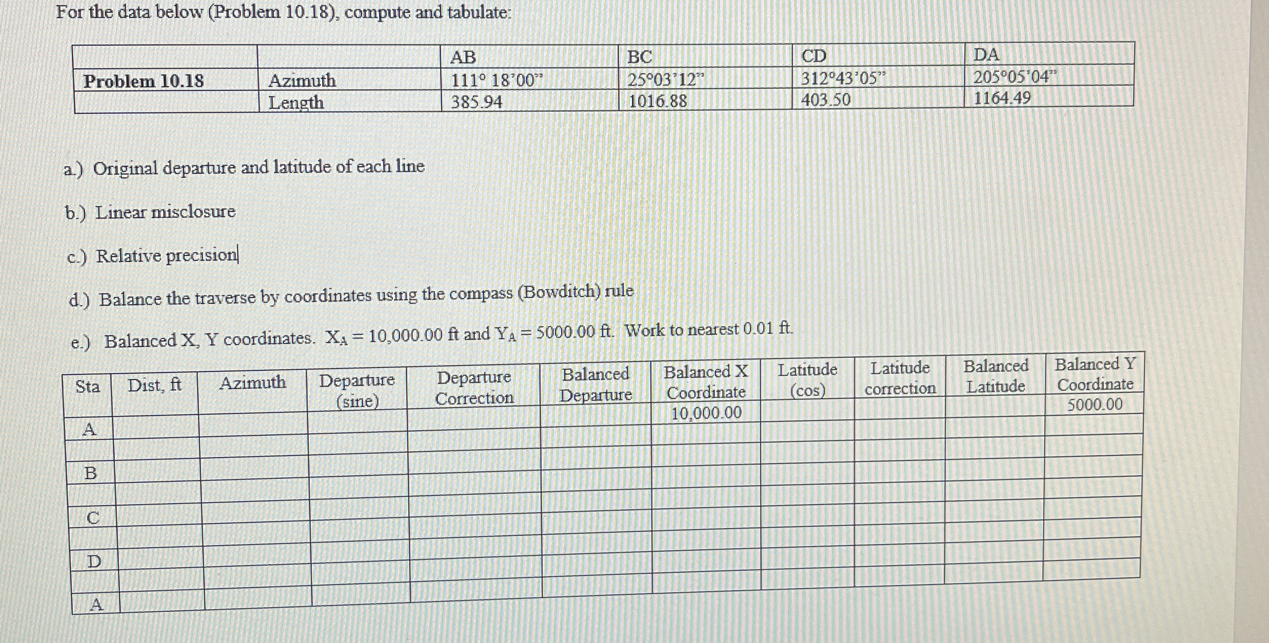 For the data below ( Problem 1 0 . 1 8 ) ,