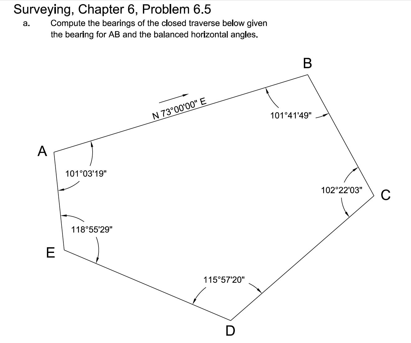 A five - sided closed field traverse has the