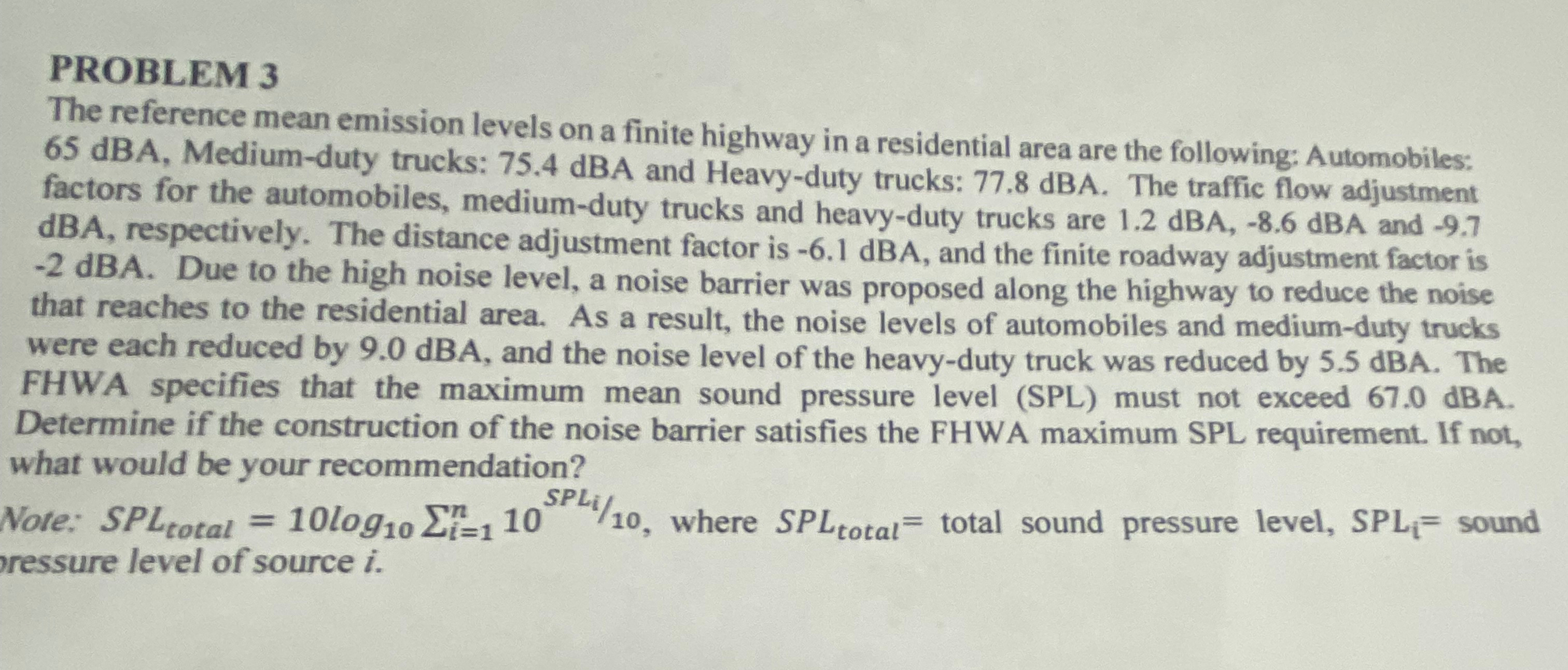 PROBLEM 3 The reference mean emission levels on a