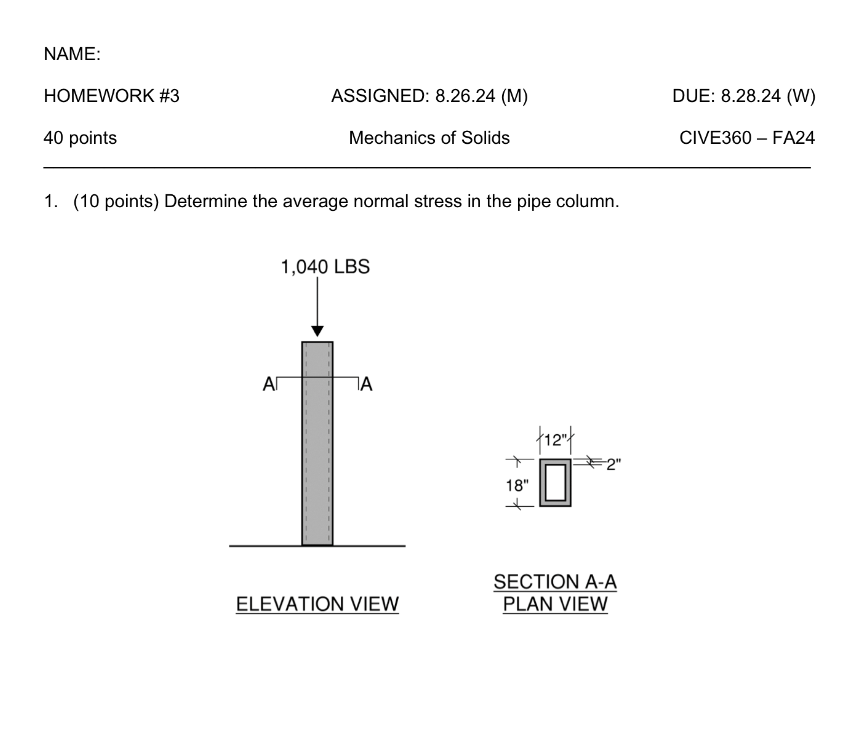 ( 1 0 points ) Determine the average normal