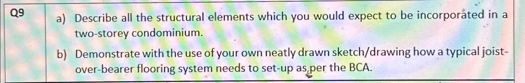 Q 9 a ) Describe all the structural elements