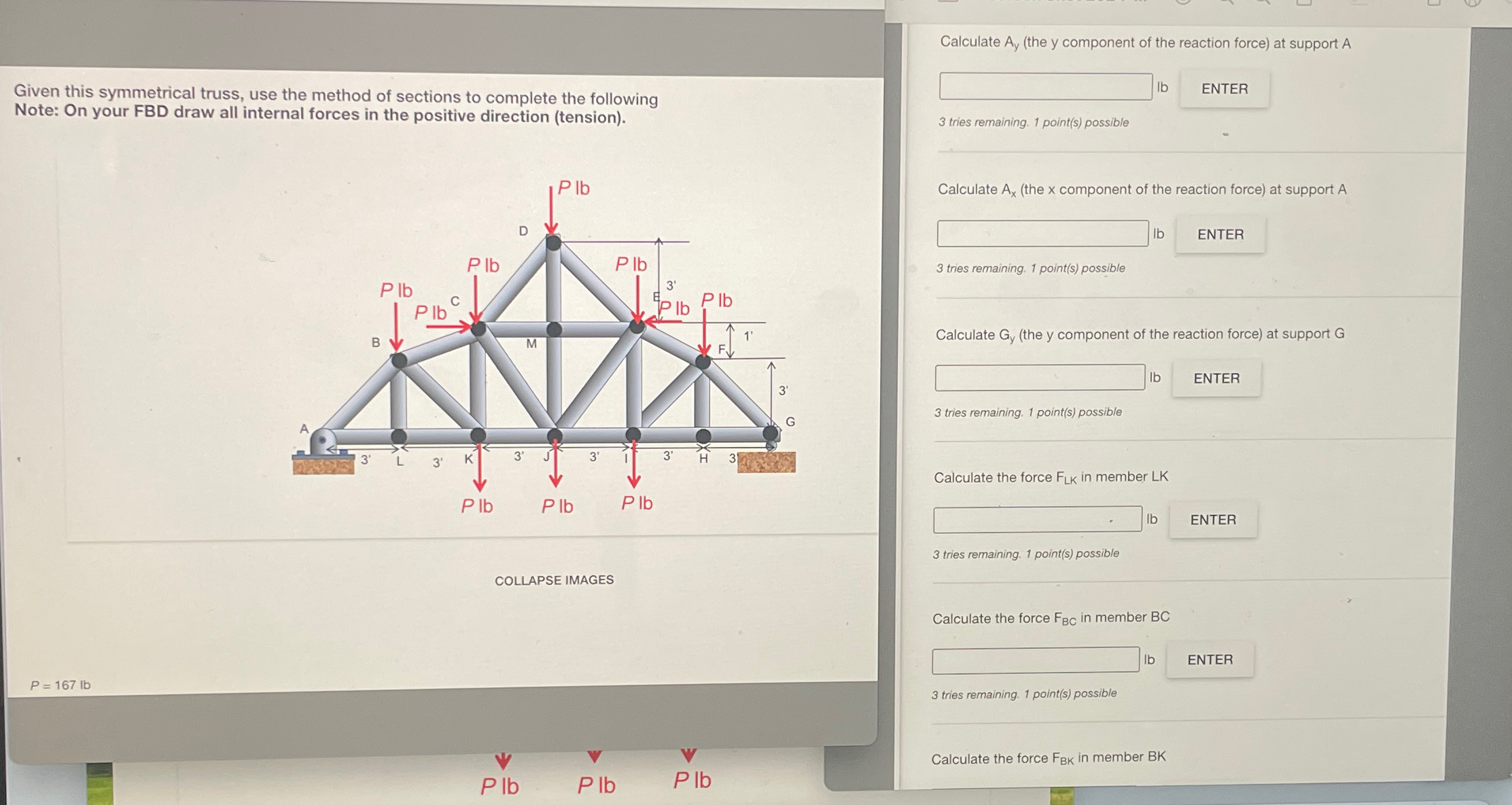 Calculate A y ( the y component of the reaction