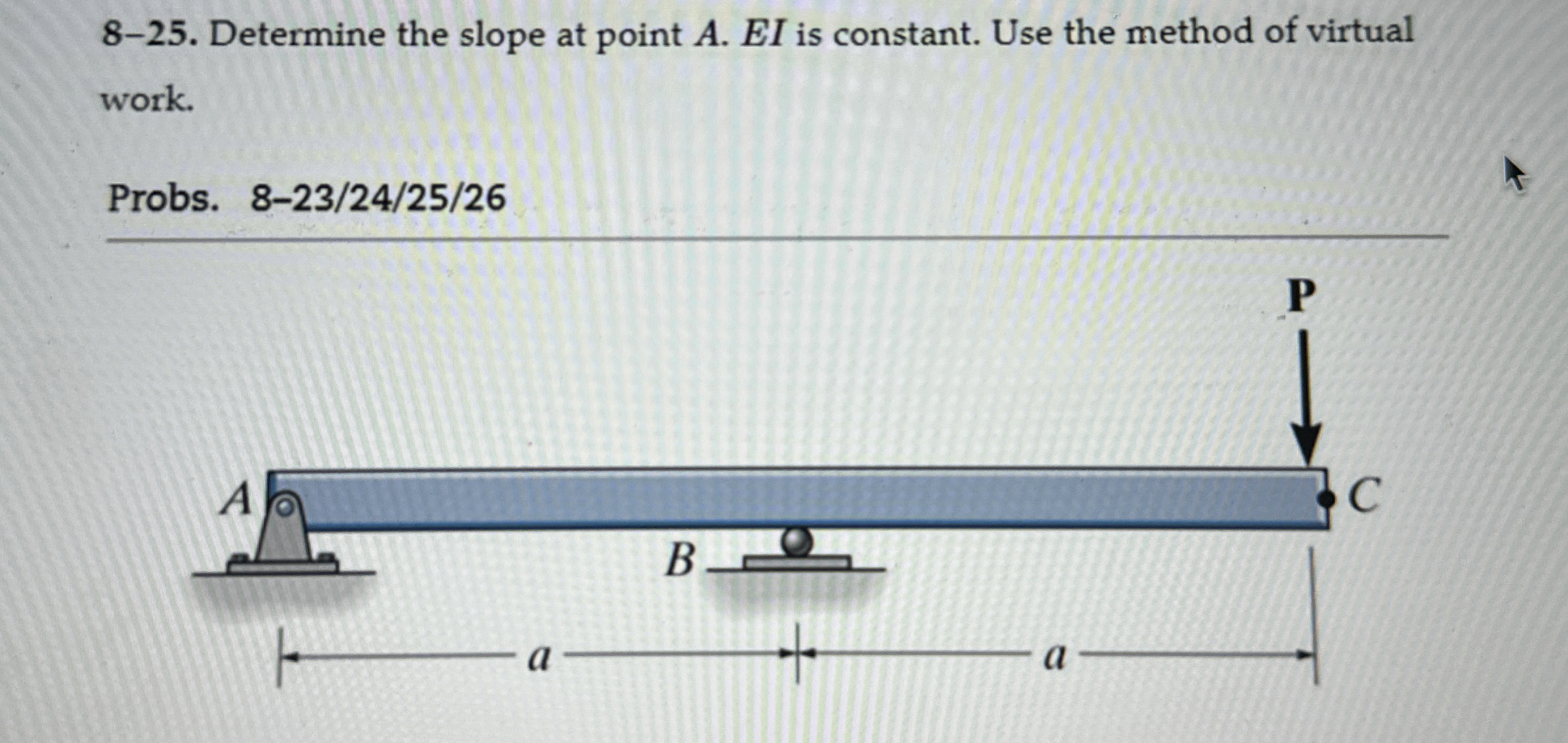 8 - 2 5 . Determine the slope at point A . E I is