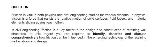 QUESTION Friction is vital in both physics and