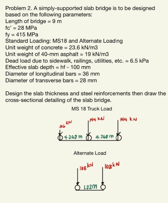 Problem 2 . A simply - supported slab bridge is
