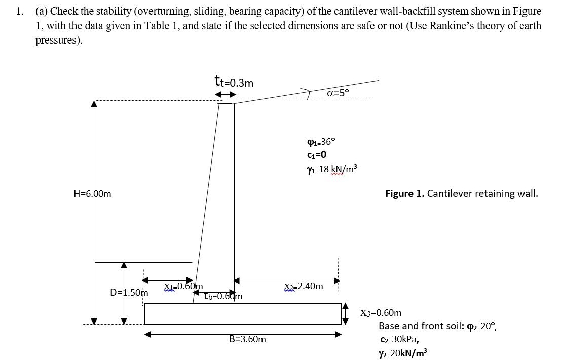 ( a ) Check the stability ( overturning ,