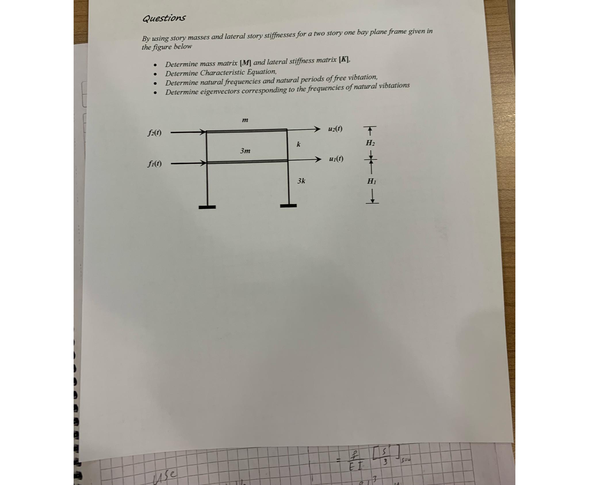 Questions By using story masses and lateral story